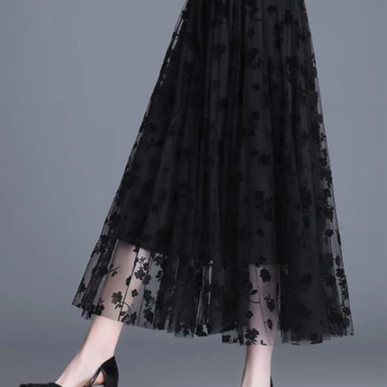 Mesh Floral Skirt For Women