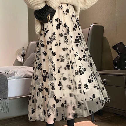 Mesh Floral Skirt For Women