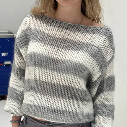 Casual Striped Sweater | Long Sleeve Striped Sweater | eShopLovers