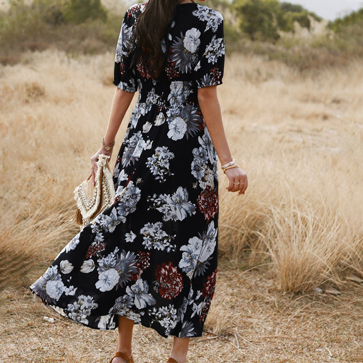 Women's Floral Dress |  V-Neck Summer Dress | eShopLovers