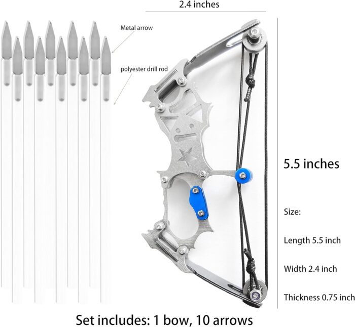 1738339333 Mini Archery Bow Set Right Hand Mini Compound Bow Mini Hunting Bow Metal Material Catapult RHLH for Hunting Shooting Practice Archery Entertainment Fun