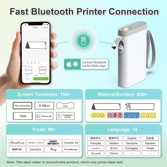 1738339647 Nelko Label Maker Machine with Tape P21 Bluetooth Label Printer Wireless Mini Label Makers with Multiple Templates for Organizing Office Home White 1 Pack