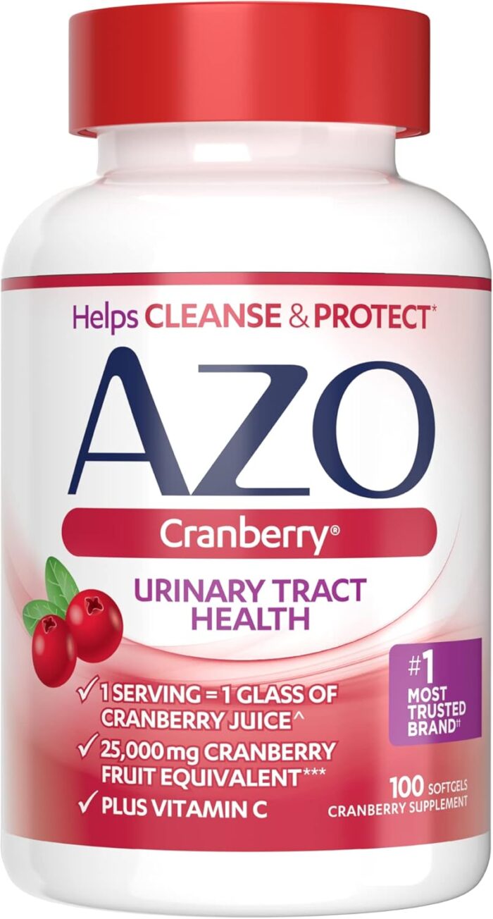 AZO Cranberry Supplement Made with Concentrated Whole Fruit Cranberry Powder to Help Cleanse and Protect the Urinary Tract Sugar Free Cranberry Pills Non GMO 100 Softgels