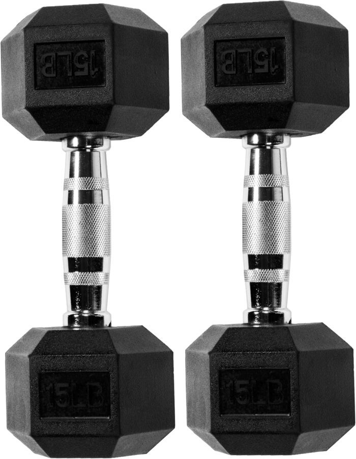 1738420832 Rubber Encased Hex Dumbbell Multiple Sizes