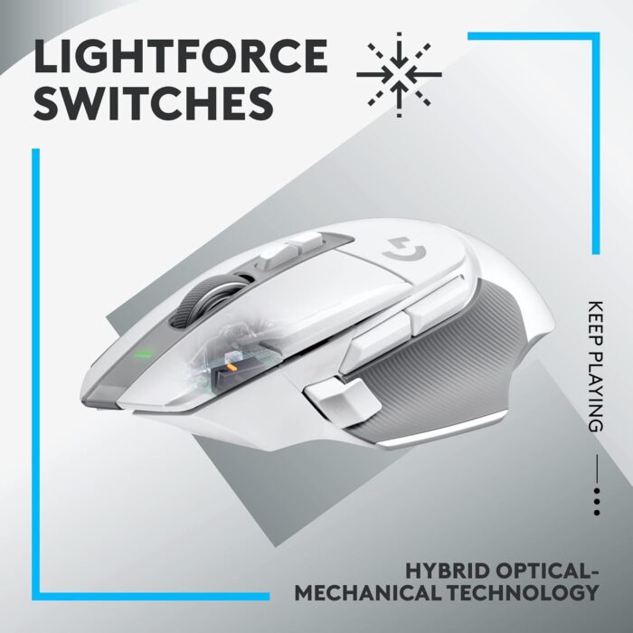 1738421014 Logitech G502 X Lightspeed Wireless Gaming Mouse LIGHTFORCE hybrid optical mechanical switches HERO 25K gaming sensor compatible with PC macOSWindows White