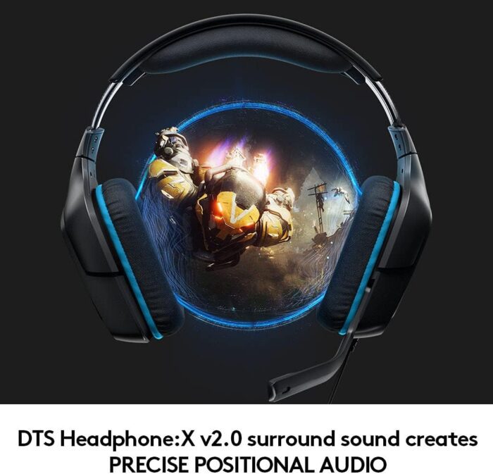 1738421043 Logitech G432 Wired Gaming Headset 7.1 Surround Sound DTS HeadphoneX 2.0 Flip to Mute Mic PC Leatherette BlackBlue