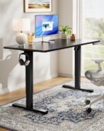 1738421080 HUANUO Electric Standing Desk 48 x 24 Whole Piece Desktop Adjustable Height Computer Desk 4 Height Memory Settings Sit Stand Up Desk for Home Office Black