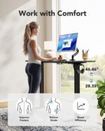 1738421082 HUANUO Electric Standing Desk 48 x 24 Whole Piece Desktop Adjustable Height Computer Desk 4 Height Memory Settings Sit Stand Up Desk for Home Office Black