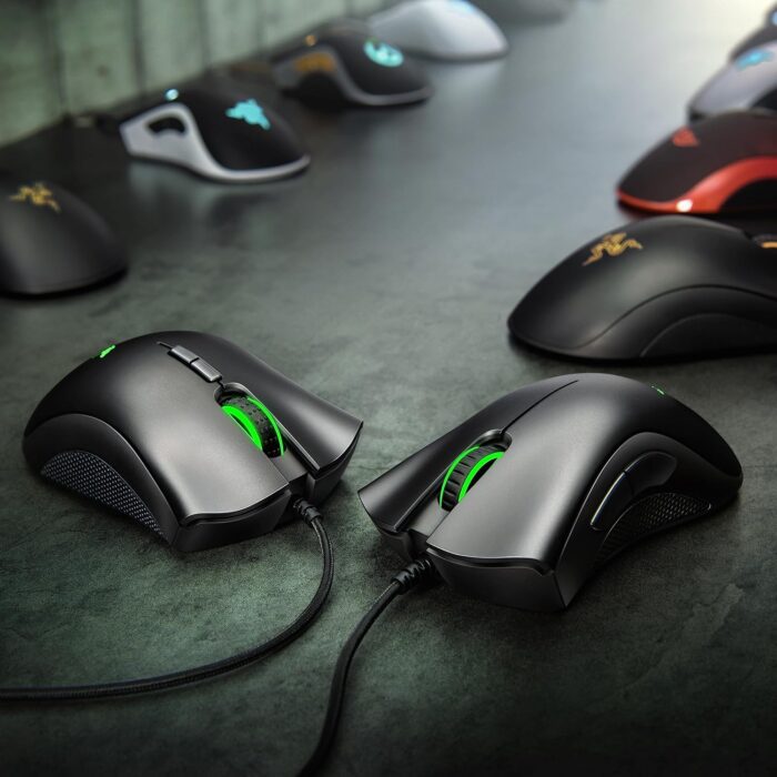 1738421261 Razer DeathAdder Essential Gaming Mouse 6400 DPI Optical Sensor 5 Programmable Buttons Mechanical Switches Rubber Side Grips Mercury White