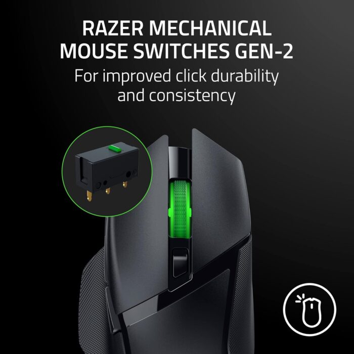 1738421278 Razer Basilisk V3 X HyperSpeed Wireless Gaming Mouse Up to 285 Hr Battery 18K Optical Sensor Mechanical Switches Chroma RGB 9 Programmable Controls Black