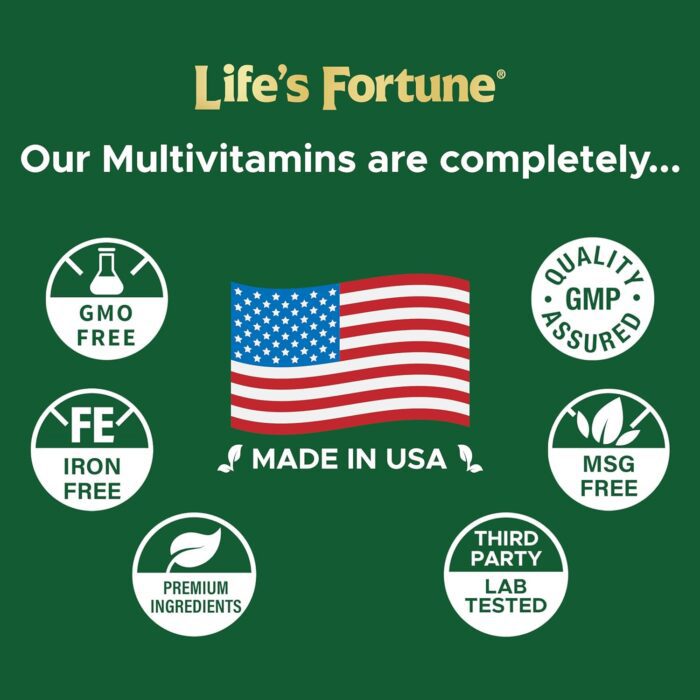 1738421617 Lifes Fortune Multivitamin All Natural Energy Source Supplying Whole Food Concentrates Antioxidants Amino Acids Enzymes Trace Minerals More 180 Count Pack of 1