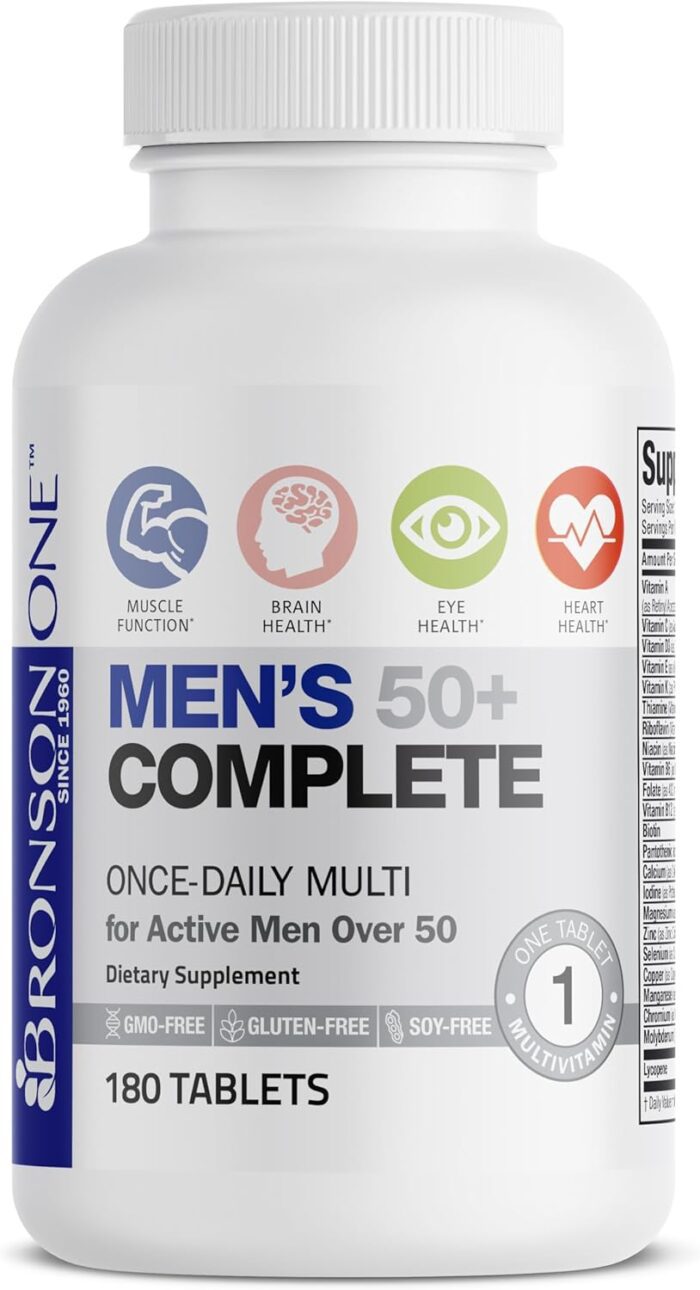 1738422113 Bronson ONE Daily Mens 50 Complete Multivitamin Multimineral 180 Tablets