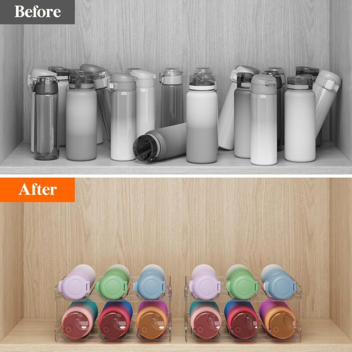 1738423869 Lifewit Water Bottle Organizer Stackable Kitchen Pantry Organization and Storage 12 Bottle Plastic Holder Countertop 4Pack Modern Design