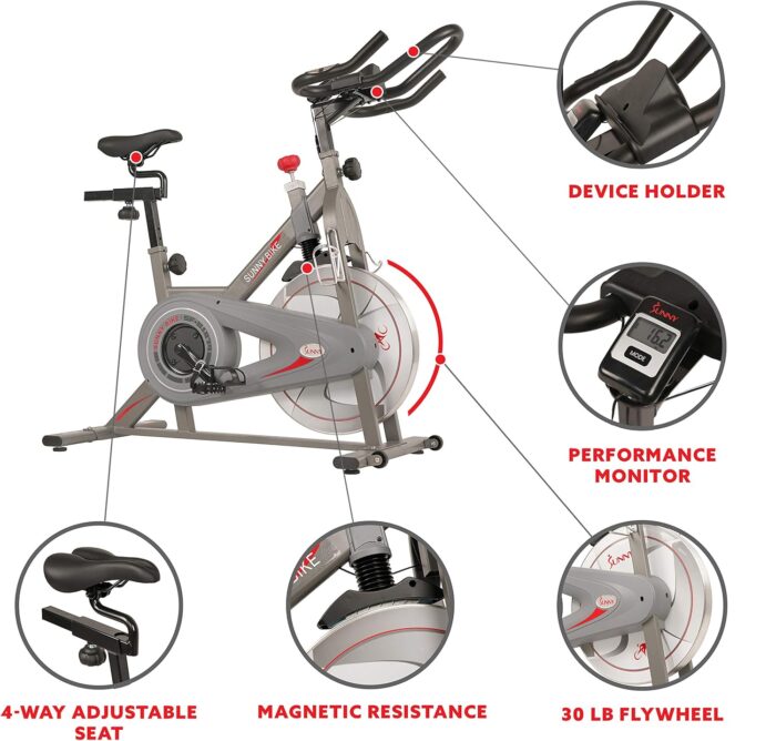 1738424527 Sunny Health Fitness Synergy Series Magnetic Indoor Cycling Exercise Bike