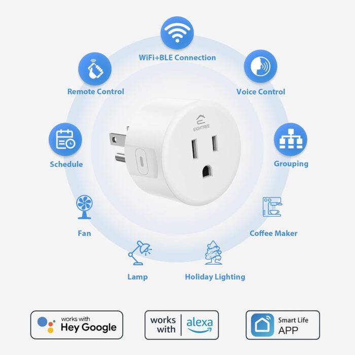 1738477953 EIGHTREE Smart Plug Smart Home WiFi Outlet Works with Alexa Google Home Smart Socket with Remote Control Timer Function 2.4GHz WiFi Only 4 Packs