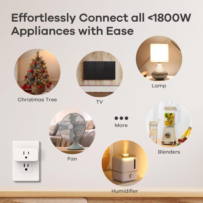 1738478079 Linkind Matter Smart Plug Work with Apple Home Siri Alexa Google Home SmartThings Smart Outlet 15A1800W Max Smart Home Automation APP Remote ControlTimerSchedule 2.4G Wi Fi Only 4 Pack