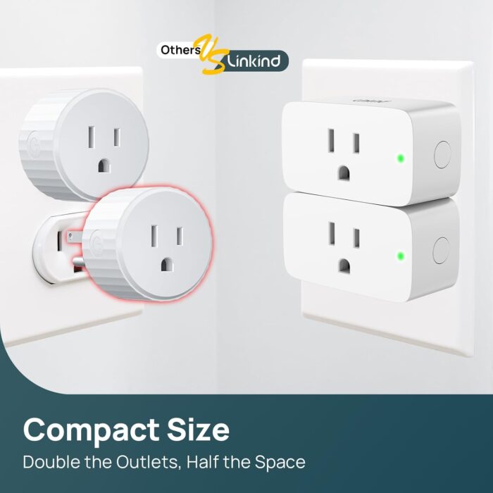 1738478085 Linkind Matter Smart Plug Work with Apple Home Siri Alexa Google Home SmartThings Smart Outlet 15A1800W Max Smart Home Automation APP Remote ControlTimerSchedule 2.4G Wi Fi Only 4 Pack