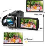 1738482265 Video Camera Camcorder Digital Camera Recorder Full HD 1080P 15FPS 24MP 3.0 Inch 270 Degree Rotation LCD 16X Digital Zoom Camcorder Camera with 2 BatteriesBlack