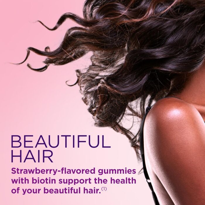 1738482376 Natures Bounty Optimal Solutions Hair Skin Nails Vitamin Gummies with Biotin 2500 mcg Strawberry 80 Count