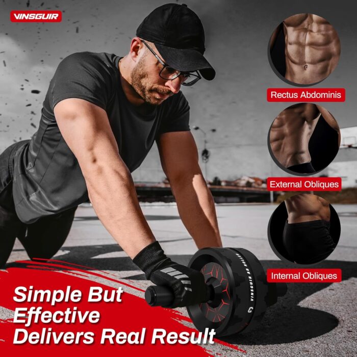 1738482407 VINSGUIR Ab Roller Wheel Abs Core Workout Equipment for Home Gym with Knee Pad Accessories Abdominal Wheel for Full body Strength Training