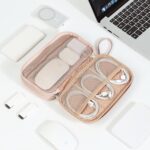 1738482969 NISHEL Travel Cord Organizer Case Double Layers Tech Electronic Bag Essentials for Charger Cable Phone Flash drive Pink