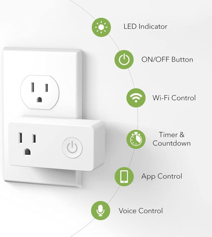 1738483022 BN LINK WiFi Heavy Duty Smart Plug Outlet No Hub Required with Timer Function White Compatible with Alexa and Google Assistant 2.4 Ghz Network Only 2 Pack