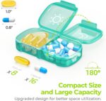 1738508152 AUVON XL Weekly Pill Organizer 2 Times a Day Pill Box 7 Day with One Side Large Openings for Easy to Use Cyan AM PM Pill Case for Medication Vitamins Fish Oils Supplements