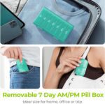 1738508160 AUVON XL Weekly Pill Organizer 2 Times a Day Pill Box 7 Day with One Side Large Openings for Easy to Use Cyan AM PM Pill Case for Medication Vitamins Fish Oils Supplements