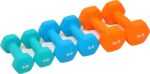 1738569318 Neoprene Dumbbell Hand Weights Anti Slip Anti roll Hex Shape Colorful Pair or Set with Stand