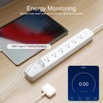 1738573130 GHome Smart Plug Power Strip 3 USB 30W Fast Charging and 6 Individually Controlled Outlets WiFi Surge Protector Works with Alexa Google Home Energy Monitor 7.18 ft Mountable Flat Plug 2A1C