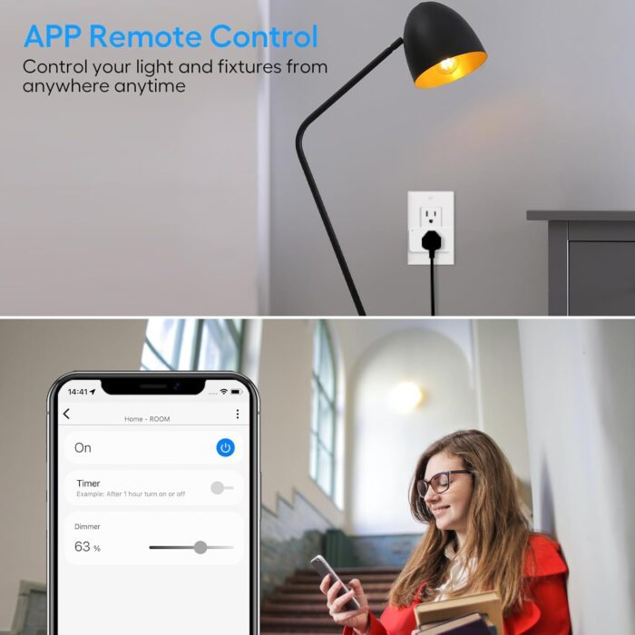 1738574519 Zwave Dimmer Plug 800 Series Dimmable Zwave Outlet Built in Repeater Range Extender Smart Dimmer Plug Need Z Wave Hub Required Compatible Smartthings Alexa and More FCC and ETL 200W