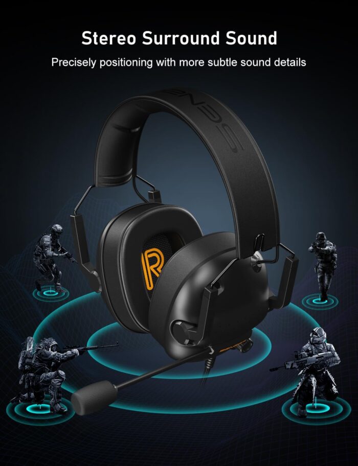 1738585896 SENZER SG500 Surround Sound Pro Gaming Headset with Noise Cancelling Microphone Soft Memory Foam Padding Portable Foldable Headphones for PC PS4 PS5 Xbox One Switch Black