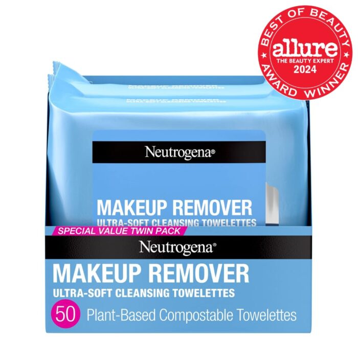 1738586155 Neutrogena Makeup Remover Wipes Ultra Soft Cleansing Facial Towelettes for Waterproof Makeup Alcohol Free Plant Based 50 Count 2 Packs of 25