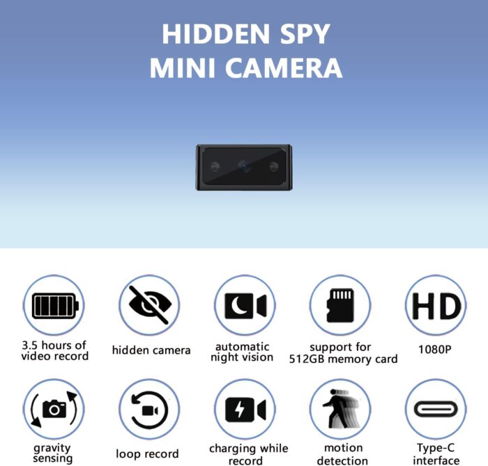 1738586334 Hidden Camera Mini Spy Camera 1080p Small Security Camera Tiny Portable Camera Covert Nanny Cam Indoor Home Office Security Cameras Night Vision Motion Detection Gravity Sensor Loop Record.jpg