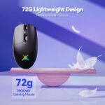 1738586359 TECKNET Wireless Gaming Mouse 8000 DPI Optical Sensor RGB Backlit Ultra Lightweight 6 Programmable Buttons Rechargeable 2.4G CordlessWired Mouse 100Hrs Battery Life for Laptop PC Mac Black