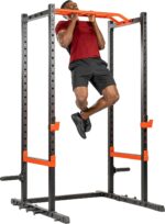 1738586360 Sunny Health Fitness Power Zone Strength Rack Power Cage 1000 Lb Weight Capacity Spotter Bar Angled Pull Up Bar J Hooks Resistance Band Pins Optional Lat Pull Down.jpg