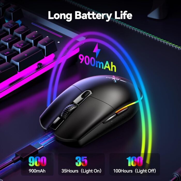 1738586362 Tecknet Wireless Gaming Mouse 8000 Dpi Optical Sensor Rgb Backlit Ultra Lightweight 6 Programmable Buttons Rechargeable 2.4g Cordlesswired Mouse 100hrs Battery Life For Laptop Pc Mac Black.jpg