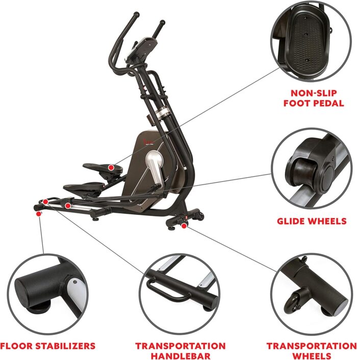 1738586633 Sunny Health Fitness Elliptical Trainer Machine wBuilt in Pulse Sensor Low Impact Cardio Exerciser Full Body Cross Training for Home Optional Free SunnyFit App Link Electric w300LB Load