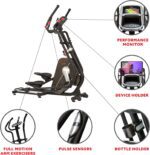 1738586635 Sunny Health Fitness Elliptical Trainer Machine wBuilt in Pulse Sensor Low Impact Cardio Exerciser Full Body Cross Training for Home Optional Free SunnyFit App Link Electric w300LB Load