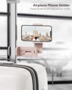 1738598545 MiiKARE Airplane Travel Essentials Phone Holder Universal Handsfree Phone Mount for Flying with 360 Degree Rotation Accessory for Airplane Travel Must Haves Phone Stand for Desk BlackPink