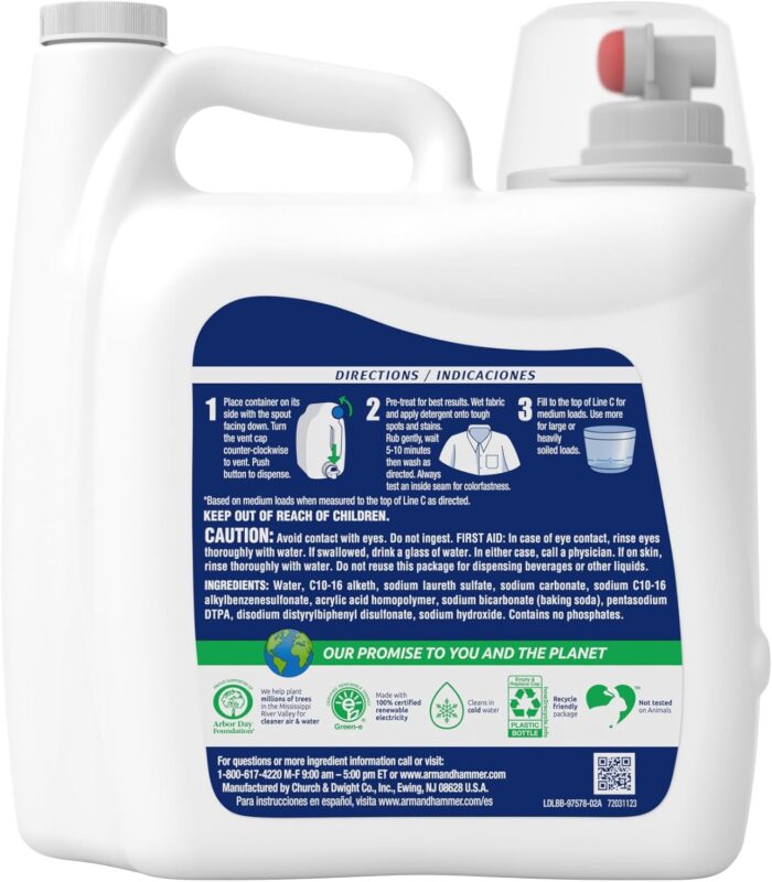 1738673145 Arm Hammer Sensitive Skin Free Clear 140 Loads Liquid Laundry Detergent 140 Fl oz