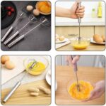 1738675202 Stainless Steel Semi Automatic Whisk 2024 New Stainless Steel Egg Whisk Hand Push Rotary Whisk Blender Hand Push Mixer Stirrer Tool for Cooking Kitchen Home Egg Milk 10in