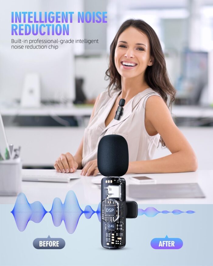 1738759316 PQRQP 3 in 1 Wireless Lavalier Microphones for iPhone iPad Android Camera USB C Microphone 7 Hour Battery Mini Microphone with Noise Reduction for Video Recording Vlog YouTube TikTok