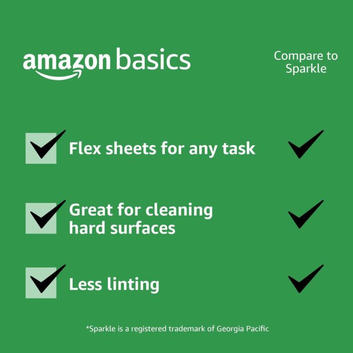 1738760320 Amazon Basics 2 Ply Flex Sheets Paper Towels 12 Basics Rolls 32 Regular Rolls Everyday Value with 150 Sheets per Roll