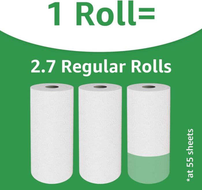 1738760322 Amazon Basics 2 Ply Flex Sheets Paper Towels 12 Basics Rolls 32 Regular Rolls Everyday Value with 150 Sheets per Roll