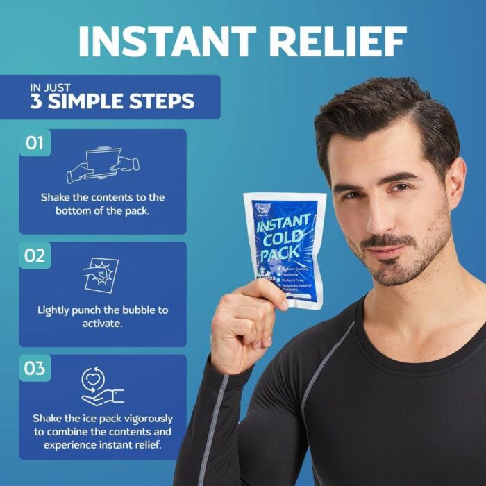 1738762824 25 Packs Instant Ice Cold Pack 6 x 4.5 Disposable Instant Ice Packs for Injuries Cold Compress Ice Pack for Pain Relief Swelling First Aid Toothache Athletes Outdoor Activities