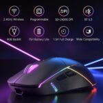 1738763164 FFJ Wireless Gaming Mouse 24000 DPI Tri Mode BT5.3Type C Wired2.4G Wireless Mouse RGB 6 Programmable Buttons 75Hrs Battery Life Rechargeable Gamer Mouse for PC Laptop Mac PS5 Xbox Black