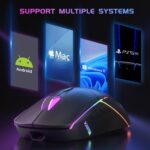 1738763180 FFJ Wireless Gaming Mouse 24000 DPI Tri Mode BT5.3Type C Wired2.4G Wireless Mouse RGB 6 Programmable Buttons 75Hrs Battery Life Rechargeable Gamer Mouse for PC Laptop Mac PS5 Xbox Black