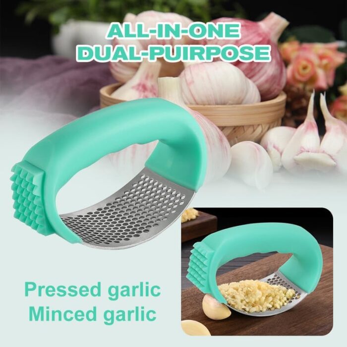 1738764128 Upgraded Garlic Press Rocker 2024 New Stainless Steel Garlic Presser Garlic Mincer Crusher Masher with Peeler and Cleaning Brush Garlic Chopper for Smash Garlic Kitchen Gadgets Tools