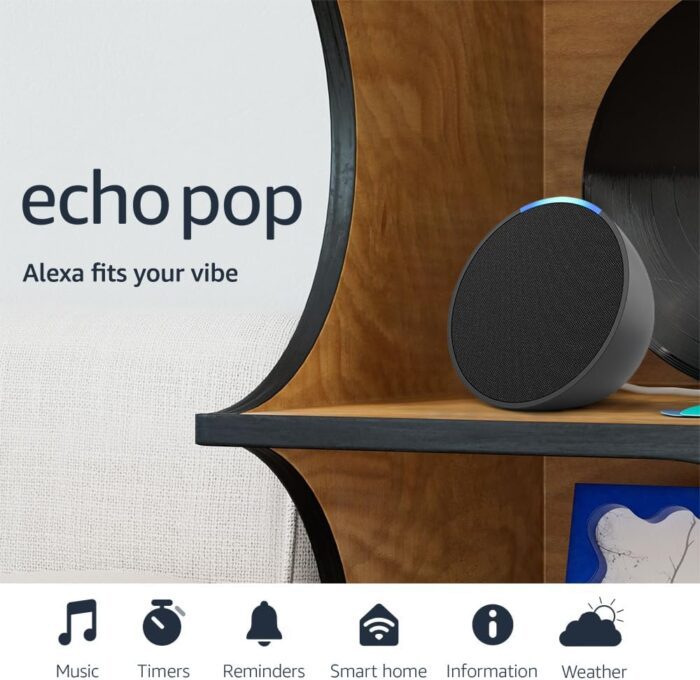 Amazon Echo Pop newest model Full sound compact smart speaker with Alexa Charcoal